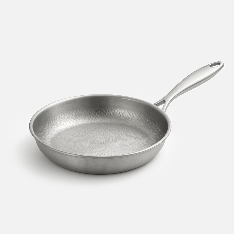 Rick Cooks | Titanium and Stainless Steel Hammered Frying Pan with Ergonomic Handle