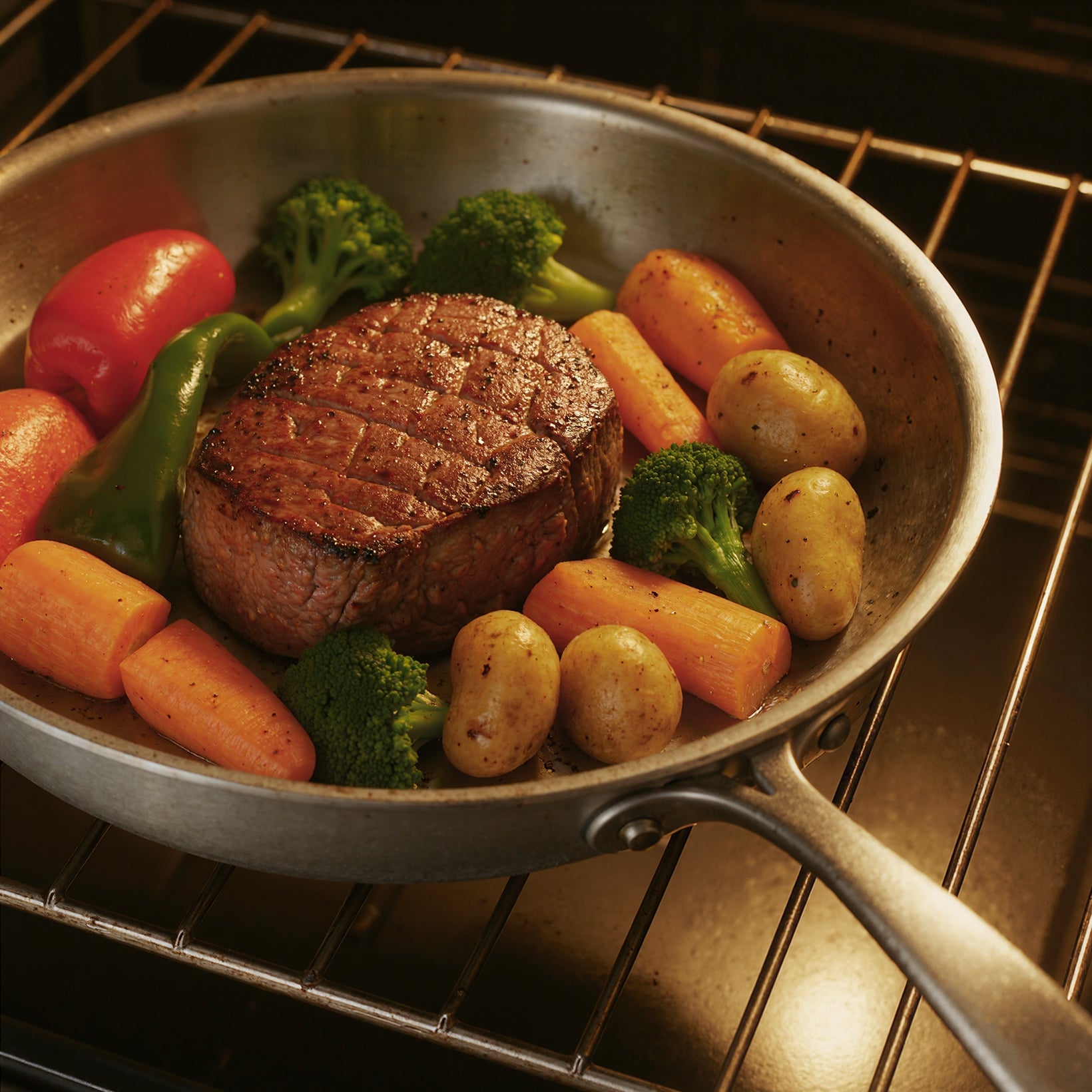 Rick Cooks | Titanium and Stainless Steel Hammered Frying Pan with Ergonomic Handle