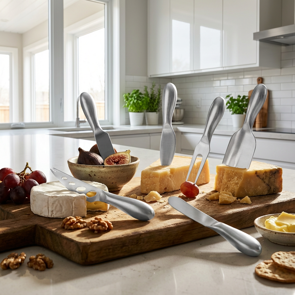Rick Cooks | Stainless Steel Cheese Knife Set with Matte Titanium Finish