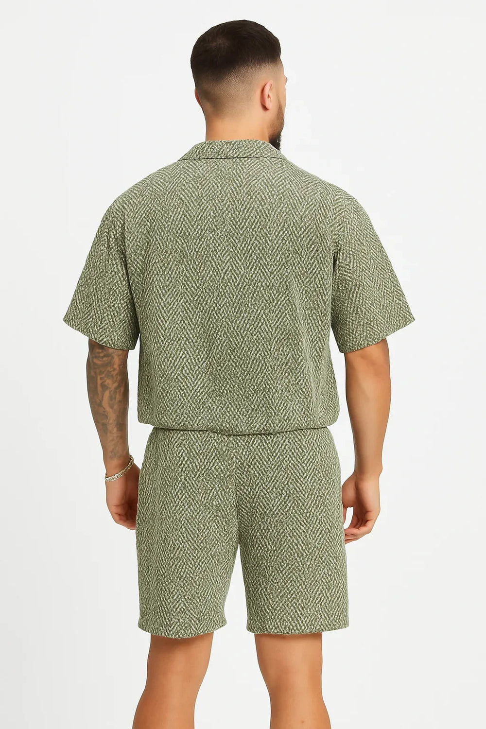 Vardagligt mönstrat skjorta- och shortsset för män