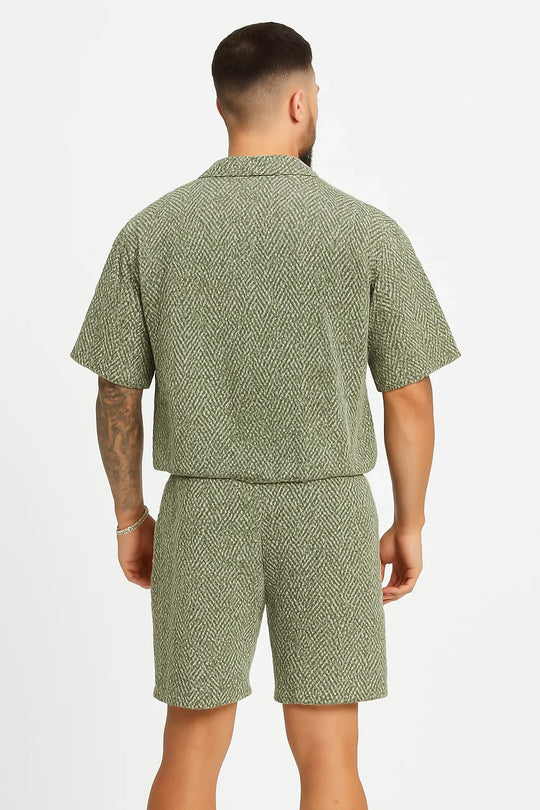 Vardagligt mönstrat skjorta- och shortsset för män