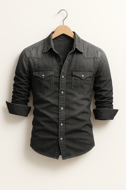 Långärmad Denimskjorta för Män 3
