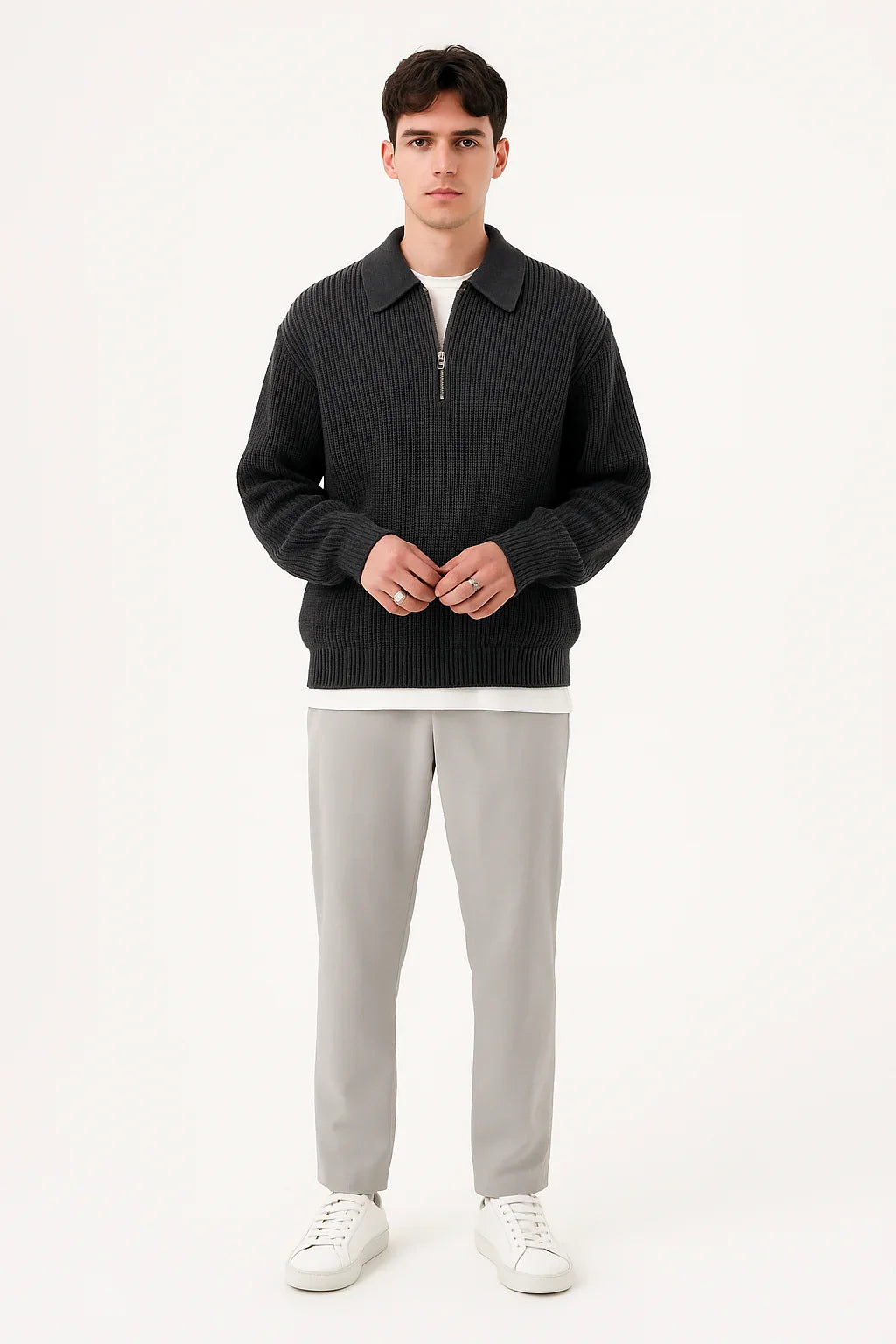 Oversized tröja med dragkedja för män