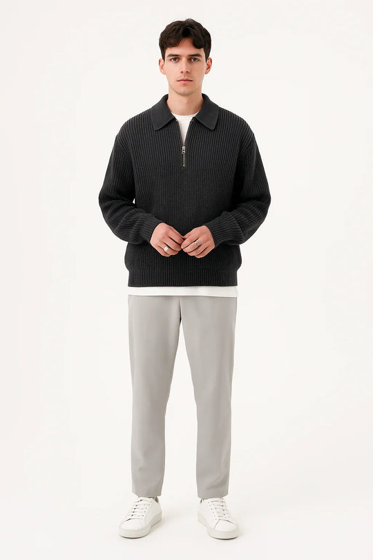 Oversized tröja med dragkedja för män