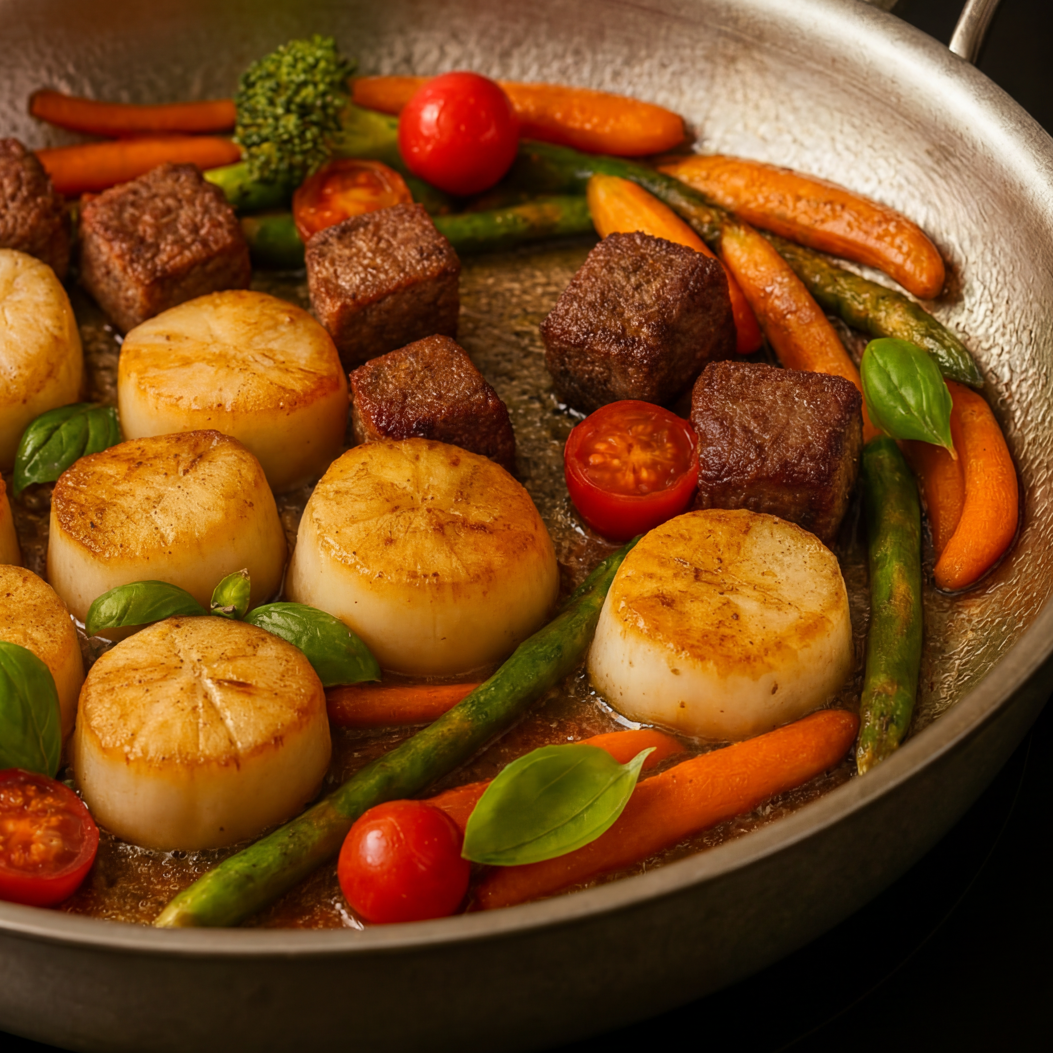 Rick Cooks | Titanium and Stainless Steel Hammered Frying Pan with Ergonomic Handle