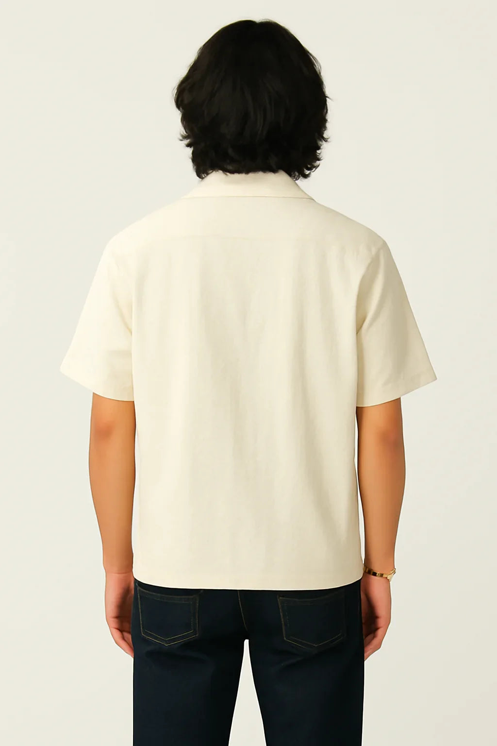 Jacquardskjorta med kort ärm för män