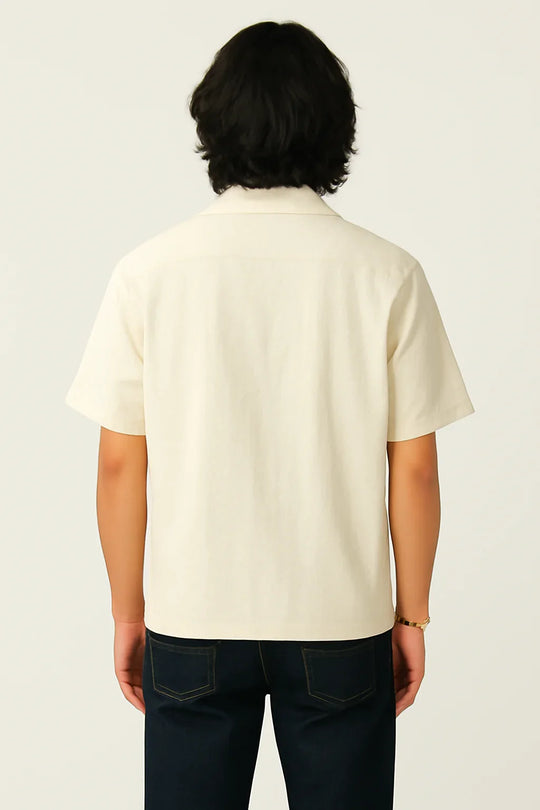 Jacquardskjorta med kort ärm för män